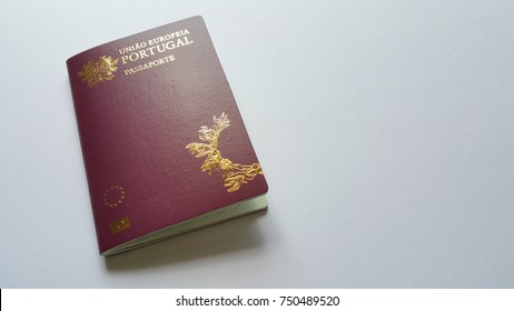 Portuguese passport on white background