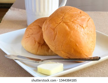 Portuguese Sweet Bread With Butter And Coffee 