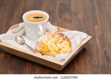 Portuguese Sweet Bread Pao De Deus With Cup Of Coffee