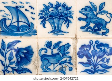 Portuguese traditional  tiles Azulejos, blue pattern