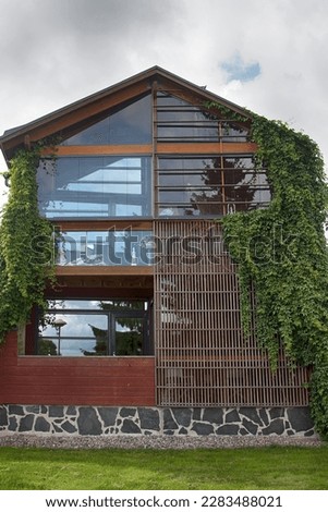 Porvoo, Finland - 22.08.2018. modern cottage with two floors with a studio and huge windows, which is essential for a northern climate with a small number of sunny days - light room uppermost Stockfoto © 