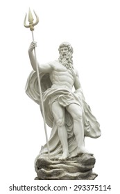 Poseidon Statue Isolated On White Background 