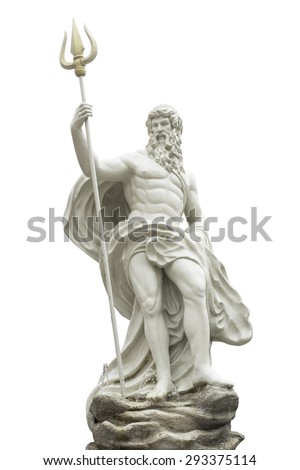 Poseidon statue isolated on white background 