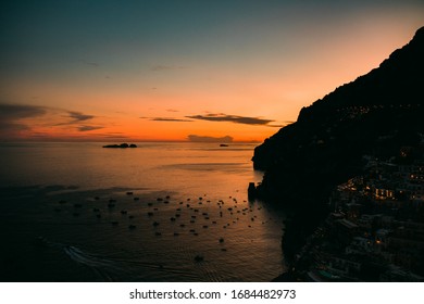 Positano Amalfi Coast Sunset Landscape View