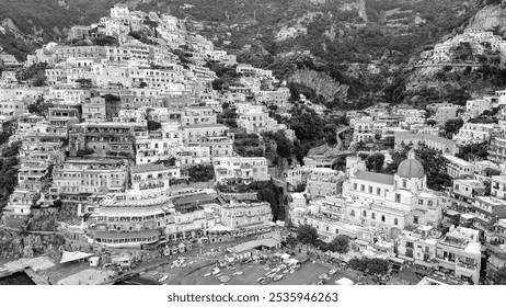 Positano's enchanting seaside beauty: a cliffside village embraced by the azure mediterranean, on the Amalfi Coast in Southern Italy - Powered by Shutterstock