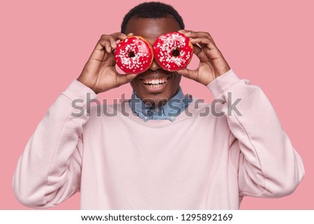 Similar – Image, Stock Photo man and donut Food Dessert