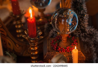 Positive energy and clean home space. Concept of esotericism, magic candles, Reiki or another mental remove negative energy program. Meditation details - Shutterstock ID 2242498445