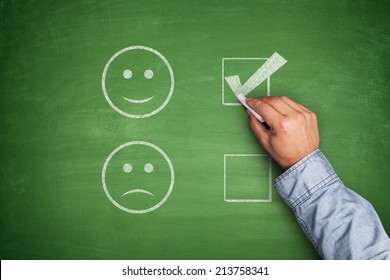 Positive Feedback on green blackboard white - Shutterstock ID 213758341