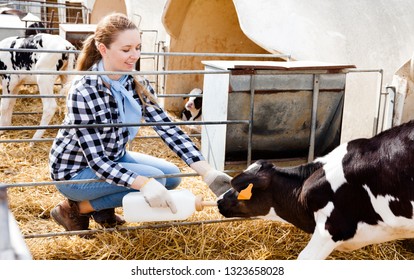 Happy Young Worker Livestock Farm Squatting Stock Photo (Edit Now ...