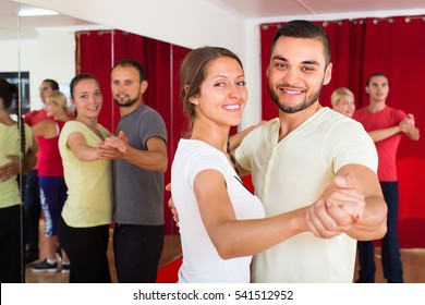 Positive Happy Young Adults Dancing Pair Dance
