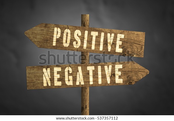 Positive or Negative concept road sign isolated on dark background.