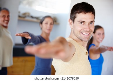 Positive Outlook On Health. A Group Of People Taking A Class Together At Gym.