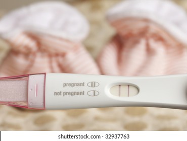 Positive Pregnancy Test Baby Booties On Stock Photo Edit Now