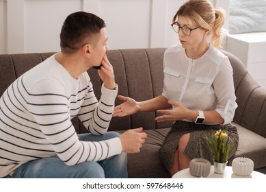 Positive Professional Therapist Giving Advice