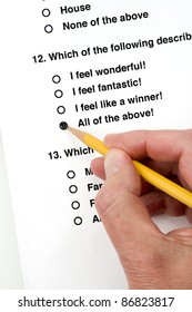 A Positive Response To A Personality Or Aptitude Test Question.