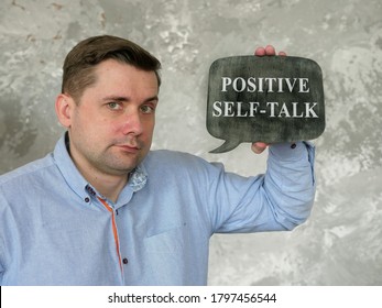 Positive Self Talk Or Talking Phrase On The Small Blackboard.