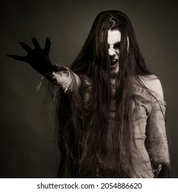 Possessed Evil Girl with Long Hair - Shutterstock ID 2054886620