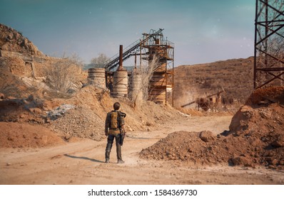 Post Apocalyptic Desert Guy Looking Into The Distance