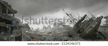 Post apocalyptic wasteland and city of ruins.
