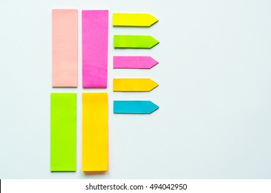 Post It Paper Note / Collection Of Colorful Post It Paper Note On White Background / Empty Colorful Post Its On White Background.