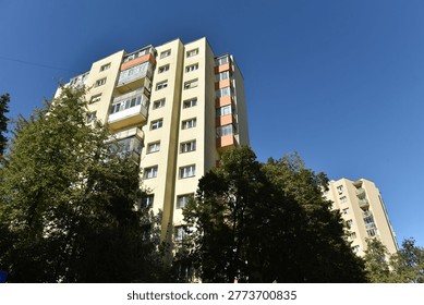 Post Soviet flat of blocks built in the Communist era, concrete apartment buildings