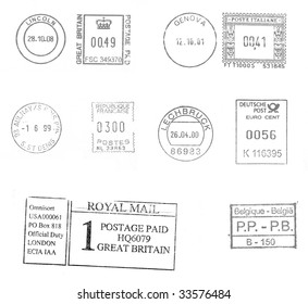 Postage Meters Rubber Stamps Mail Labels Stock Photo 33576484 ...