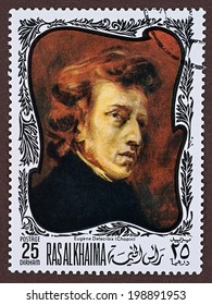 Postage Stamp, A Painting By Eugene Delacroix Depicting A Portrait Of Chopin