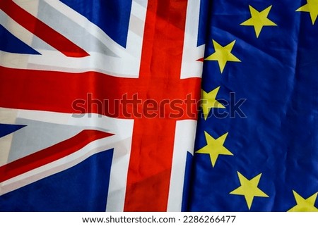 Post-Brexit problem. eu vs uk flag concept Deal on Northern Ireland Brexit has failed