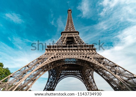 Similar – Eiffel Tower in summer on blue sky