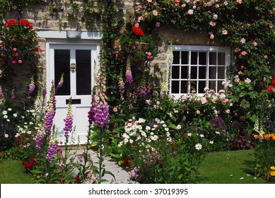 A Postcard View Of English Cottage Garden