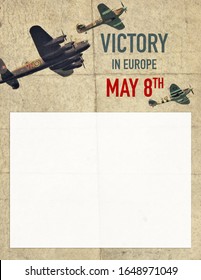 Poster Background For Victory Day In Europe With Historical Aircrafts