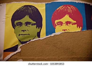 Poster Of Catalonia's Former President Carles Puigdemont In Barcelona, Spain On Dec. 20 ,2017. 