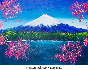 Poster Color Drawing Fuji Mountain Stock Photo 81665881 | Shutterstock