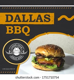 Poster Hamburger Dallas BBQ - Background Black