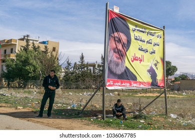 Poster Of Hassan Nasrallah In The Road Of The Baalbek Bekaa Valley Lebanon 3 February 2018