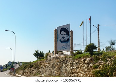 Poster Of Hassan Nasrallah In The Road Of The Baalbek Bekaa Valley Lebanon 3 February 2018