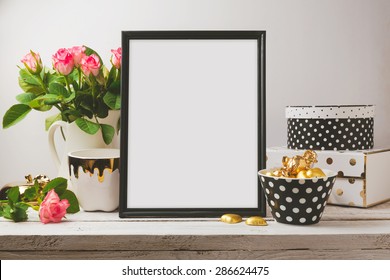 Poster Mock Up With Glamour And Elegant Objects