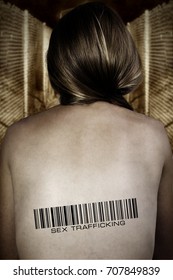 Poster Sex Trafficking People On A Nude Female Back Barcode