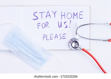 Poster Stay Home Sign Stethoscope Mask Stock Photo 1723232206 ...