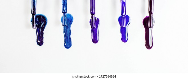 The poster  The texture nail polish an isolated white background  Dark blue  light blue   purple tones  Abstract drawing 