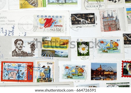 Poststamps on  Postcards
