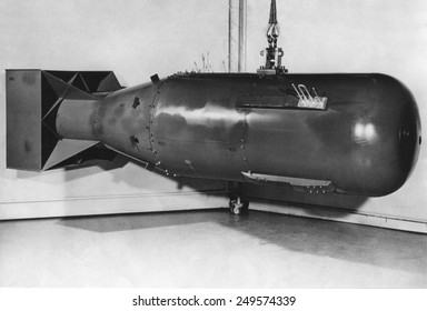 A post-war model of 'Little Boy', the atomic bomb exploded over Hiroshima, Japan, in World War 2.