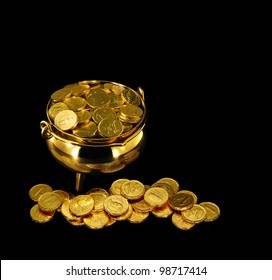 Pot Of Gold Coins A Symbol Of The Luck Of The Irish Or St Patrick's Day