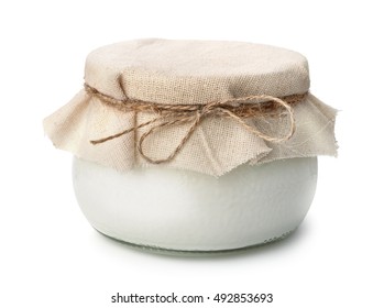 Pot Of Homemade Organic Yogurt Isolated On White