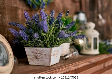 Pot Of Lavender On The Shelf