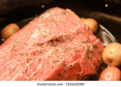 Pot Roast Dinner With Vegetables In The Crockpot