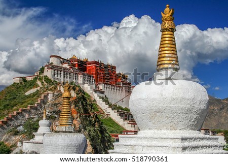 Potala Palace in summer,  Lhasa, Tibet, Himalayan Asia