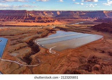 Potash Mining Operation Settling Ponds In The Utah Desert