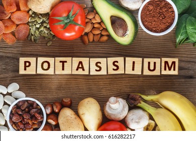 Potassium Food Sources As Dried Apricots, Raisins, Avocado, Cocoa, Bean, Pumpkin Seeds,, Potatoes, Tomatoes, Spinach, Mushrooms, Fresh Banana, Hazelnuts, Almonds.