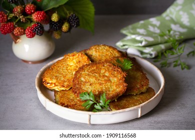 Potato Cakes. Vegetable Fritters, Latkes, Hash Browns. Vegetable Pancakes